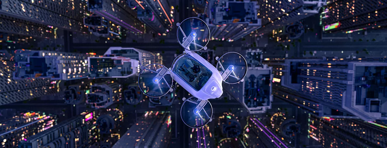 drone over city